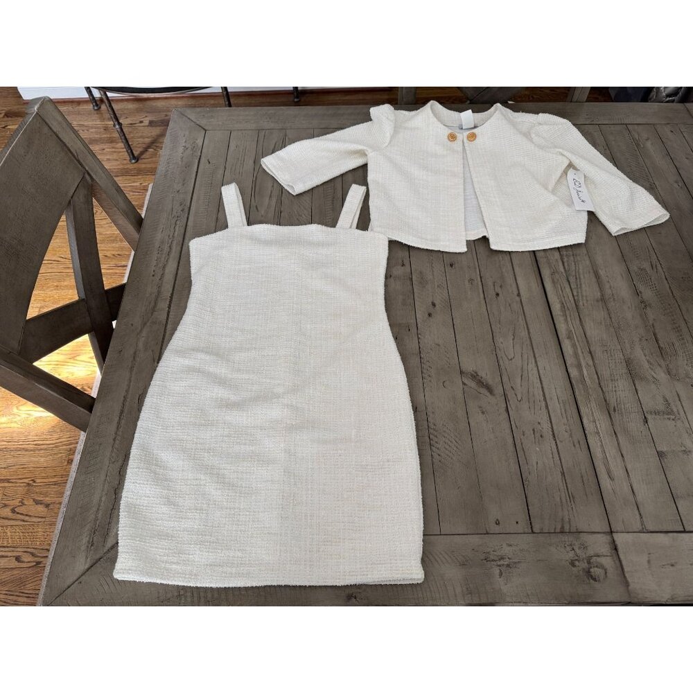 NWT 2 Piece BD Juniors Ivory Boucle Dress and Jacket -Size 1